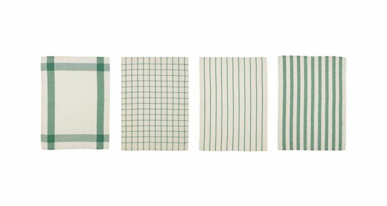 Att bli döpt efter en kökshandduk kanske inte låter särskilt lockande, men det fina namnet Elly på 4-packet grön- och vitmönstrade handdukar kan göra det värt ändå.