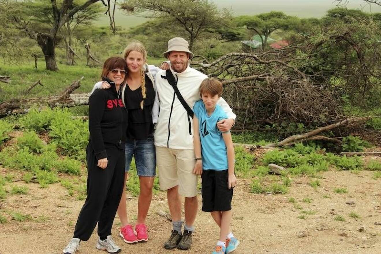 Familjen på safari i Tanzania
