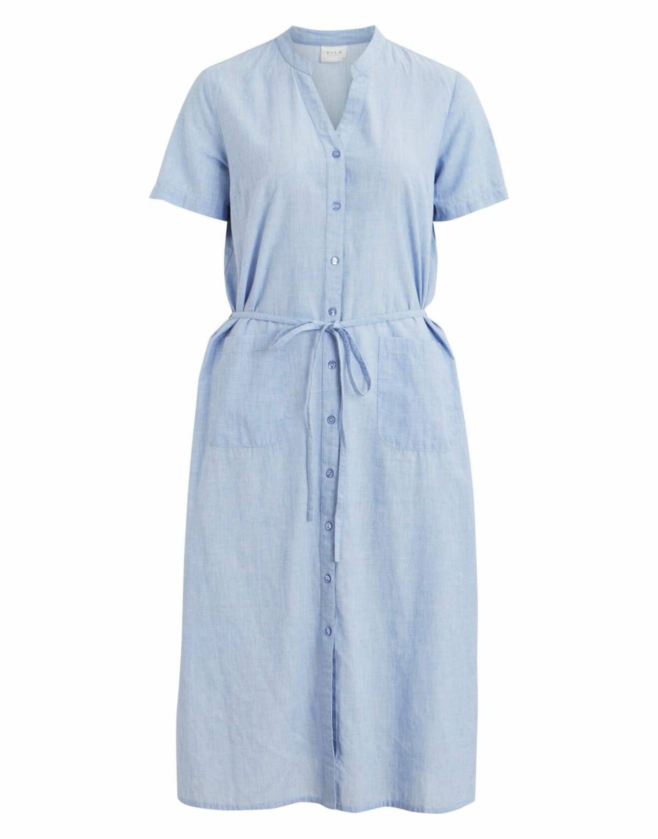 Blå skjortklänning med knytskärp