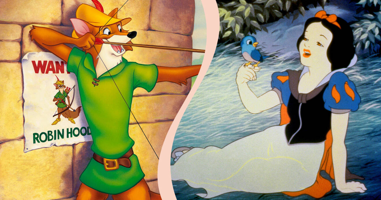 Robin Hood och Snövit i en kombinerad bild.