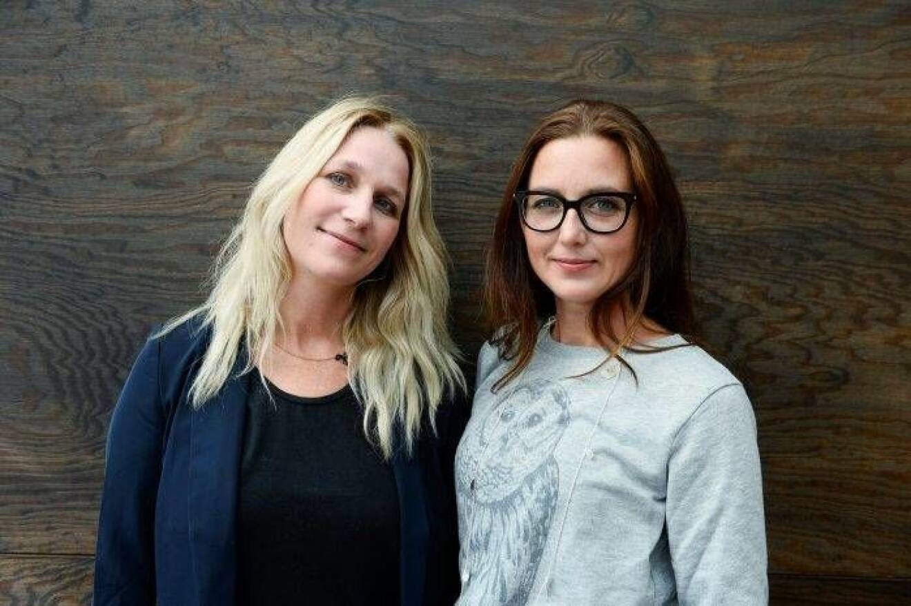 Ann Söderöund och Sanna Lundell i samband med lanseringen av tv-serien "Djävulsdansen" i SVT 2014.