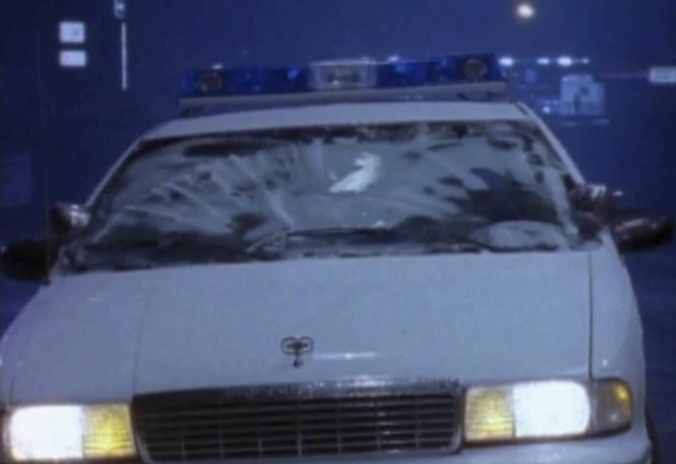 David Laceys polisbil som blev översköljd av geléklumparna som regnade från himlen i Oakville