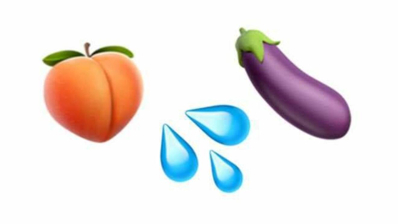 Emojis som nu inte längre får användas med sexuell anspelning. 