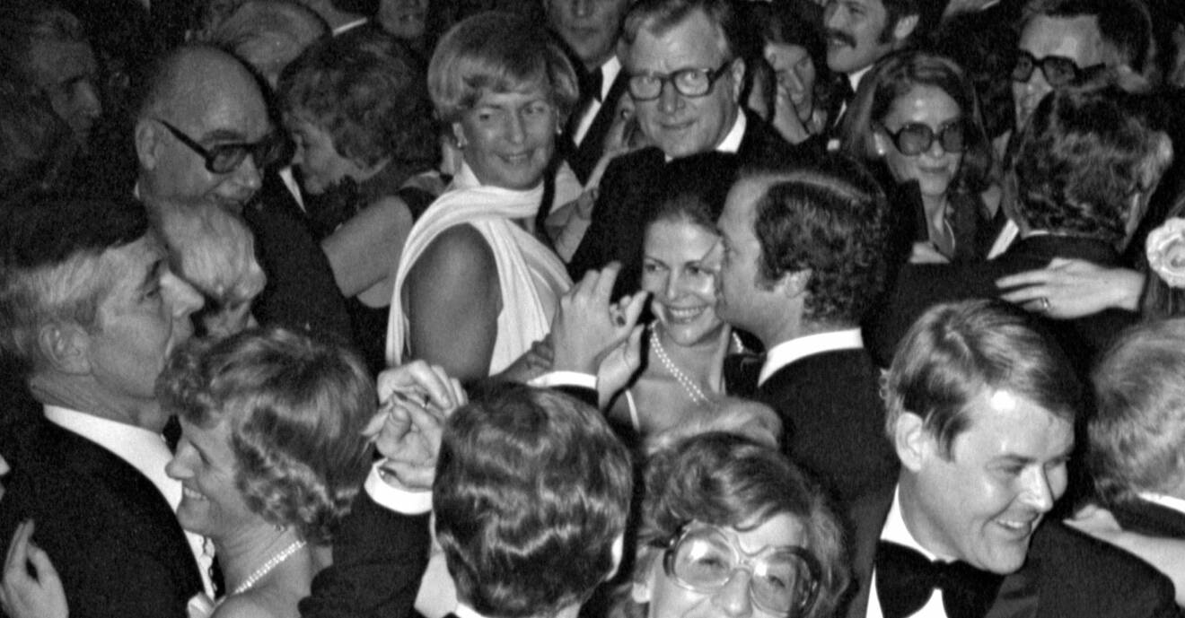 Kungen och Silvia dansar på Svenska Kungliga Aeroklubbens jubileum 1976.