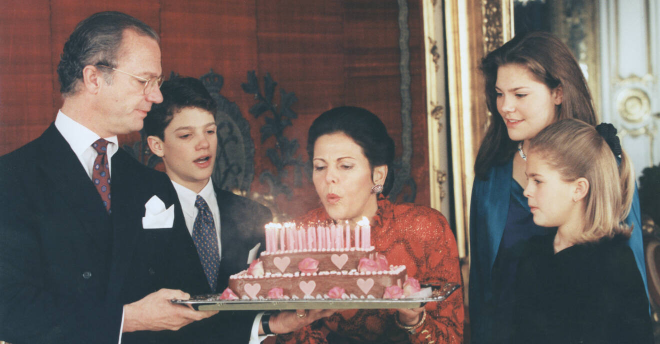Hela kungafamiljen på drottning Silvias 50-årsdag, 1993.