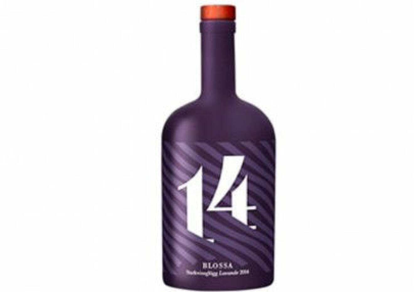 En flaska av Blossas årgångsglögg från år 2014, med smak av lavendel.