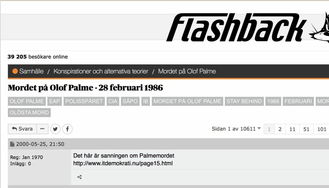 Välbesökt tråd för spanare. Tråden på Flashback