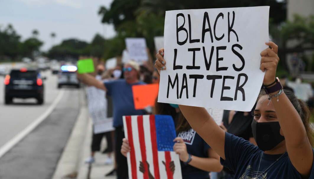 Protester i Boca Raton, Florida. Black lives matter-protester i Boca Raton, Florida, USA, juni 2020.