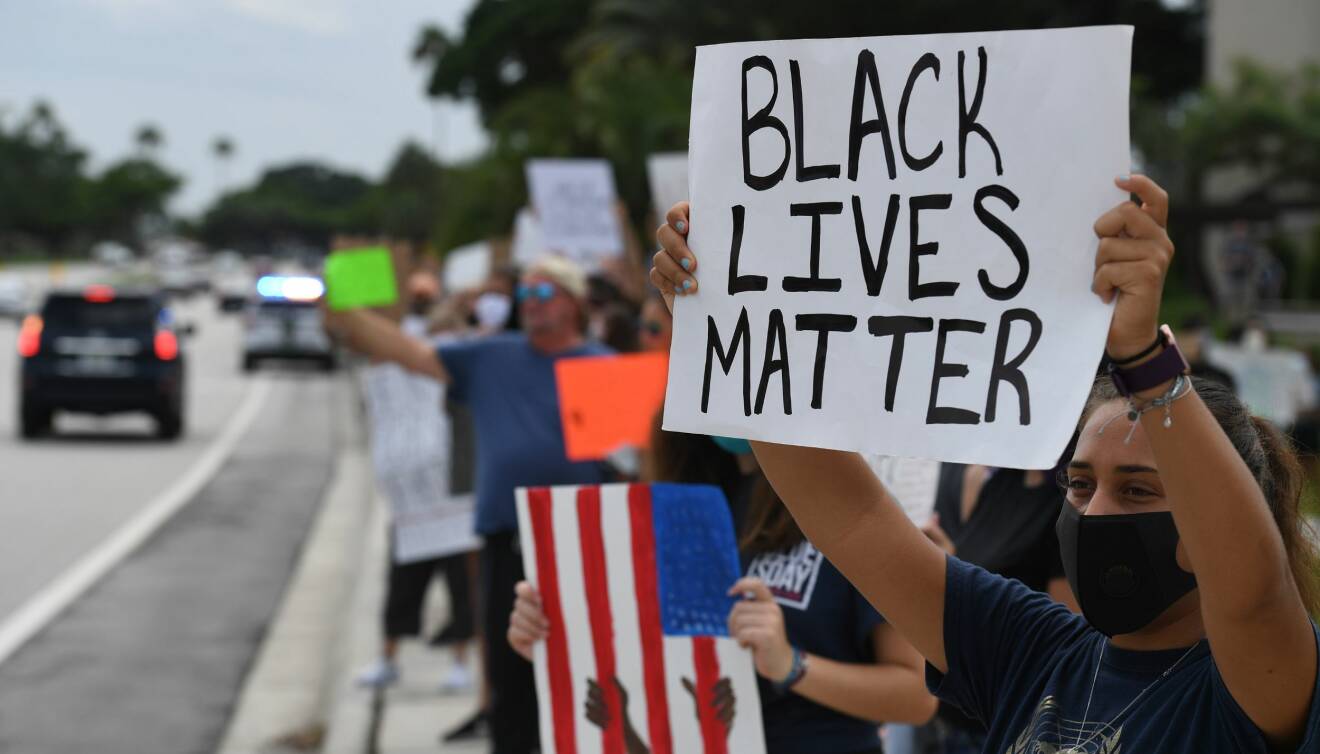 Black lives matter-protester i Boca Raton, Florida, USA, juni 2020.