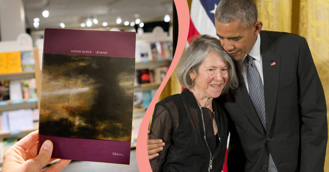 Louise Glück med Barack Obama och hennes bok