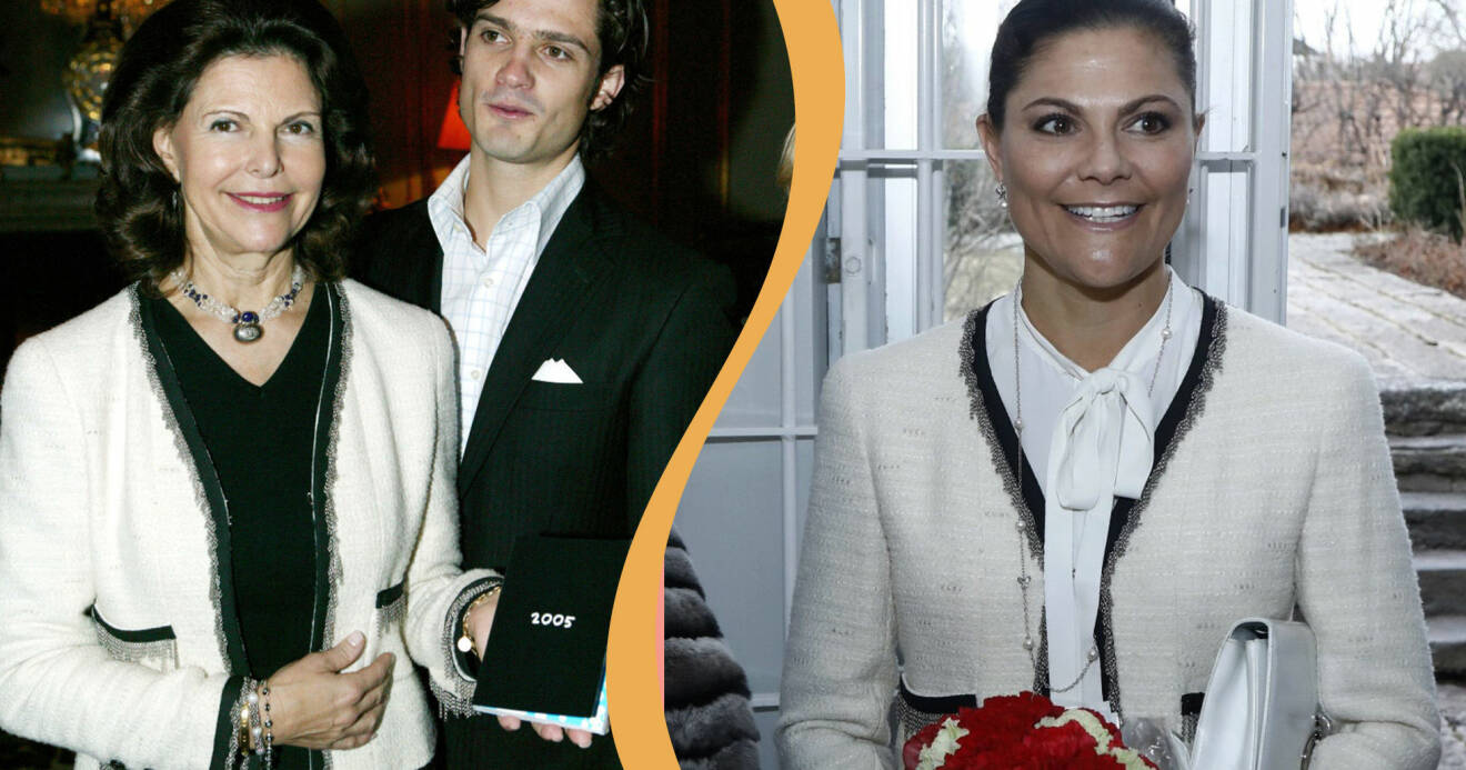 Drottning Silvia och kronprinsessan Victoria i samma kavaj från Chanel.