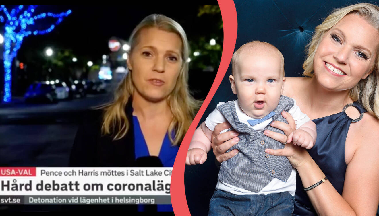 Carina Bergfeldt i tv och med sin son Hamilton.