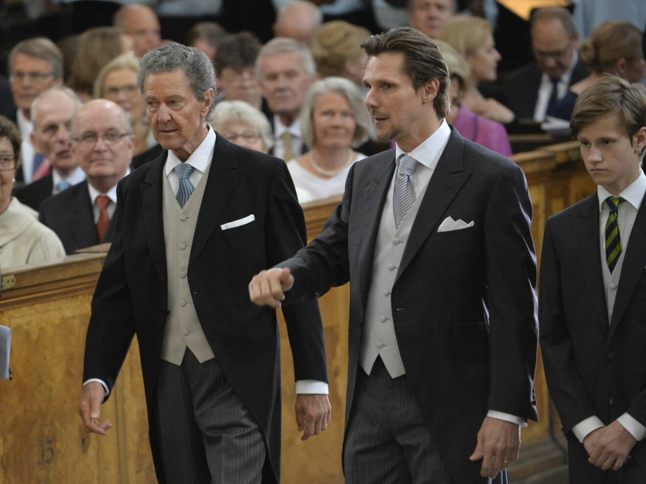 Walther L Sommerlath, Patrick Sommerlath och Leopold Lundén Sommerlath vid prins Oscars dop i slottskyrkan på Stockholms slott.
