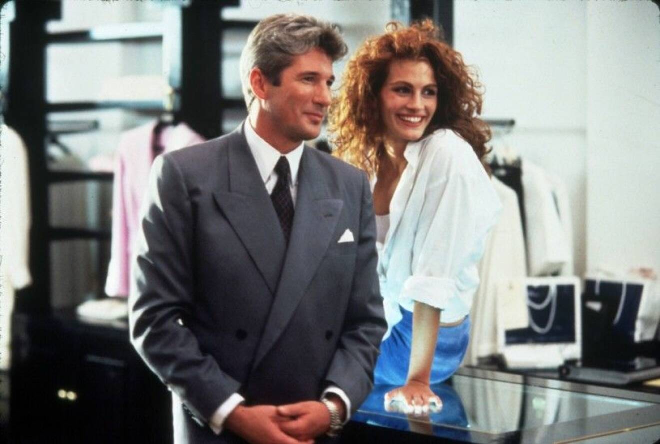 Richard Geere och Julia Roberts som Edward Lewis och Vivian Ward i filmen Pretty woman från 1990.