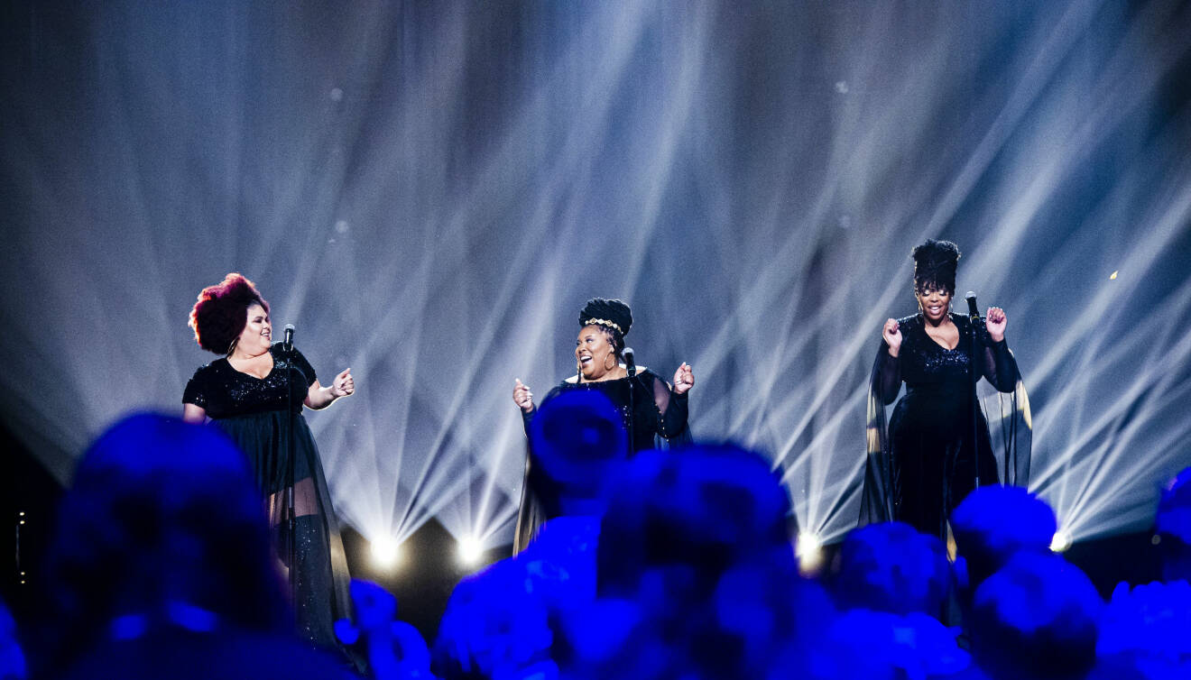 The Mamas på scenen i Melodifestivalen.