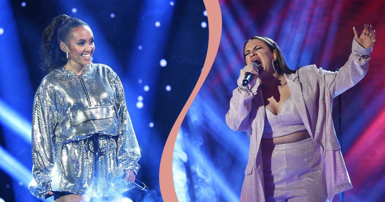 Nadja Holm och Paulina Pancenkov på Idol-scenen 2020.