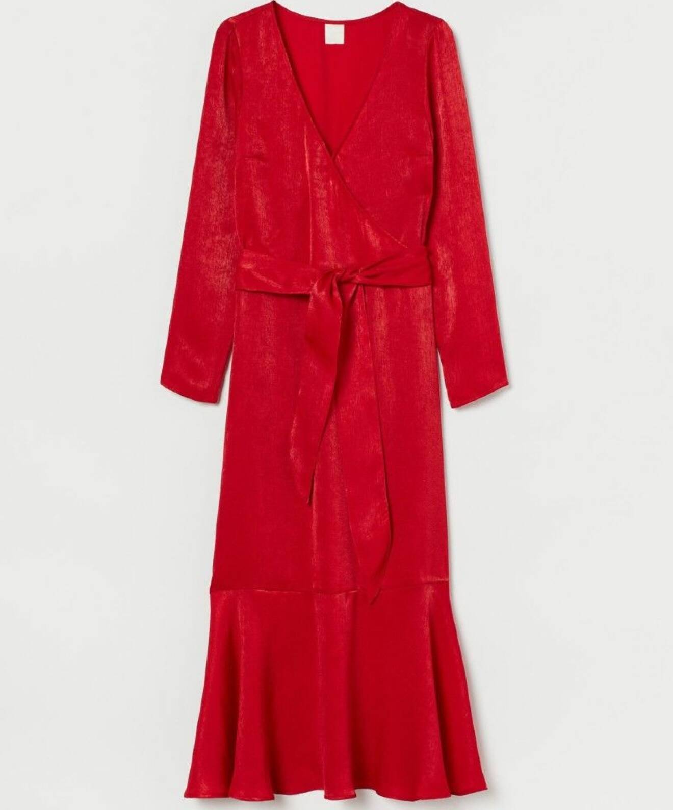 Röd klänning med volang från HM.