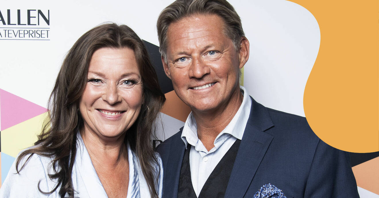 Lotta Engberg och Mikael Sandström på Kristallengalan 2020.
