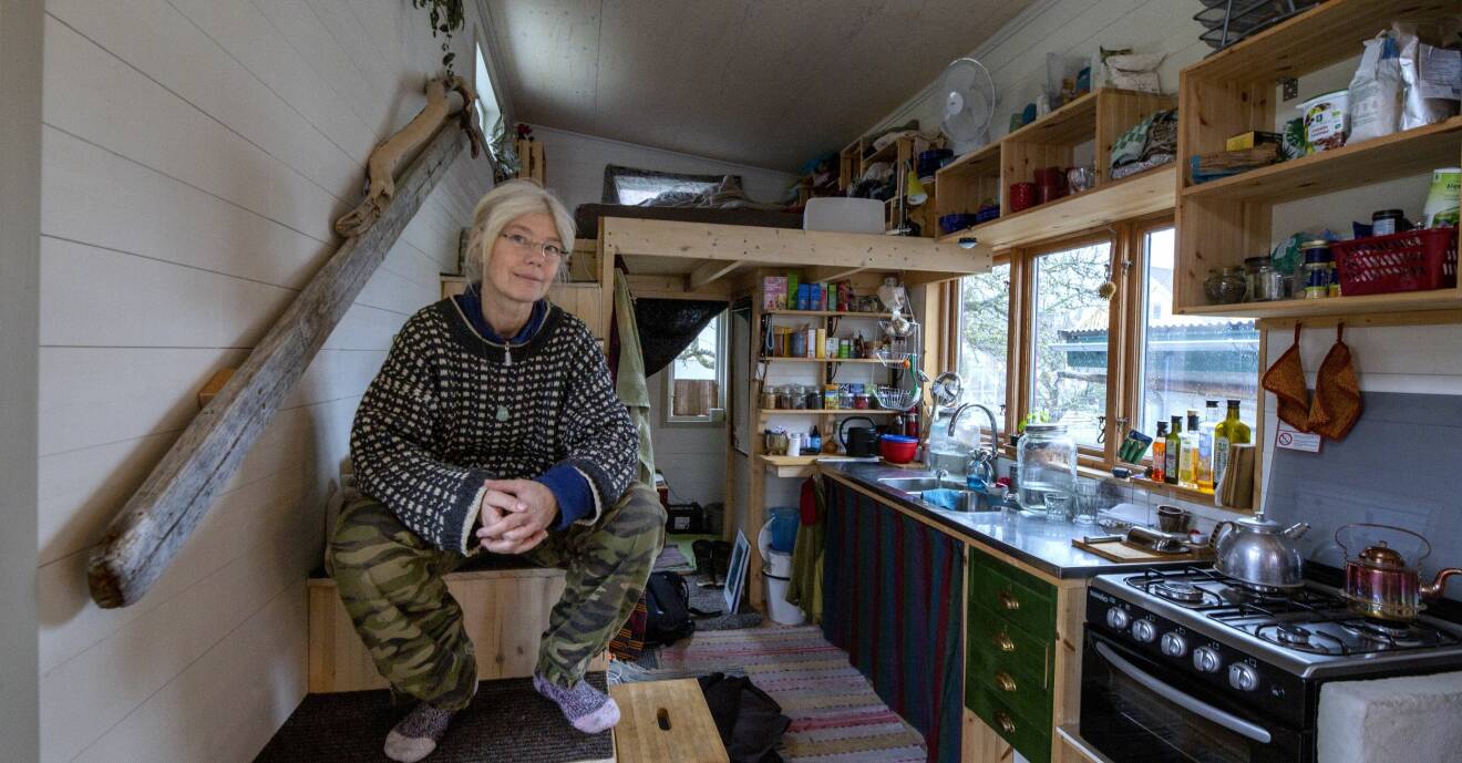 Kim de Bruin bor i ett minihus.