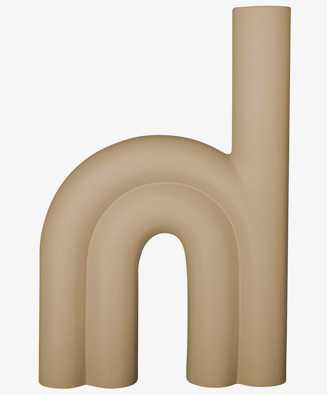 Sandfärgad vas, formad som ett litet h, från DBKD.
