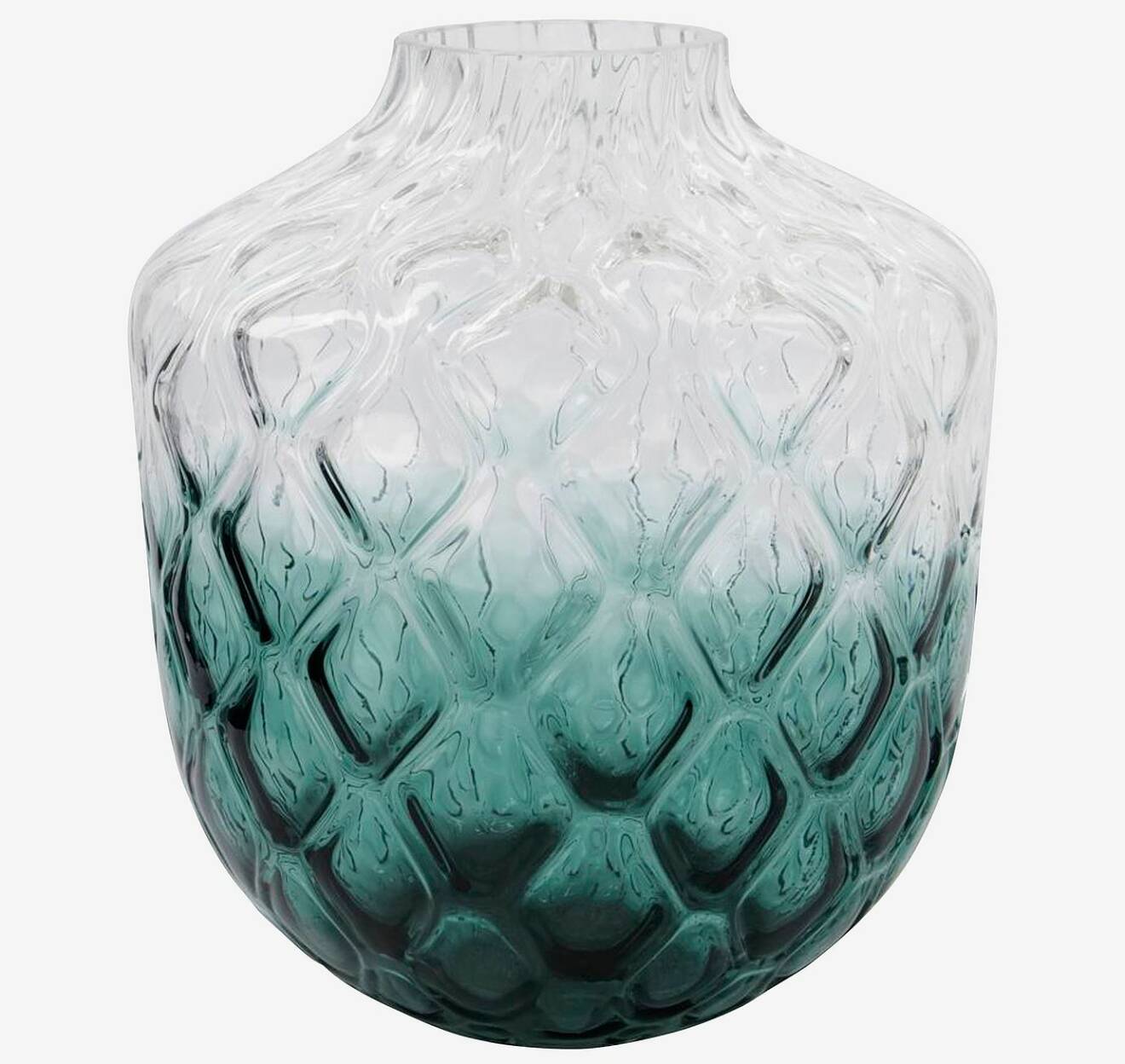 Gröntonad glasvas med romb-mönster, från House Doctor