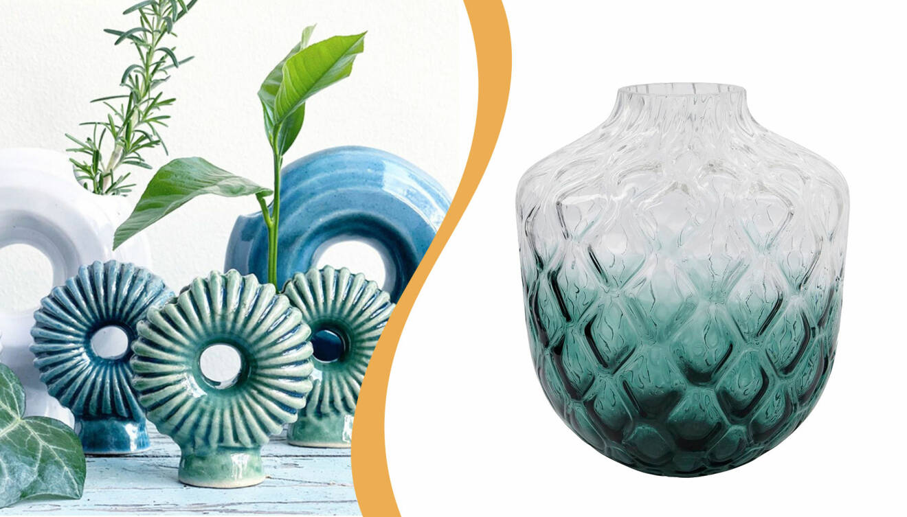Gröna och blå vaser från Designtorget och House Doctor