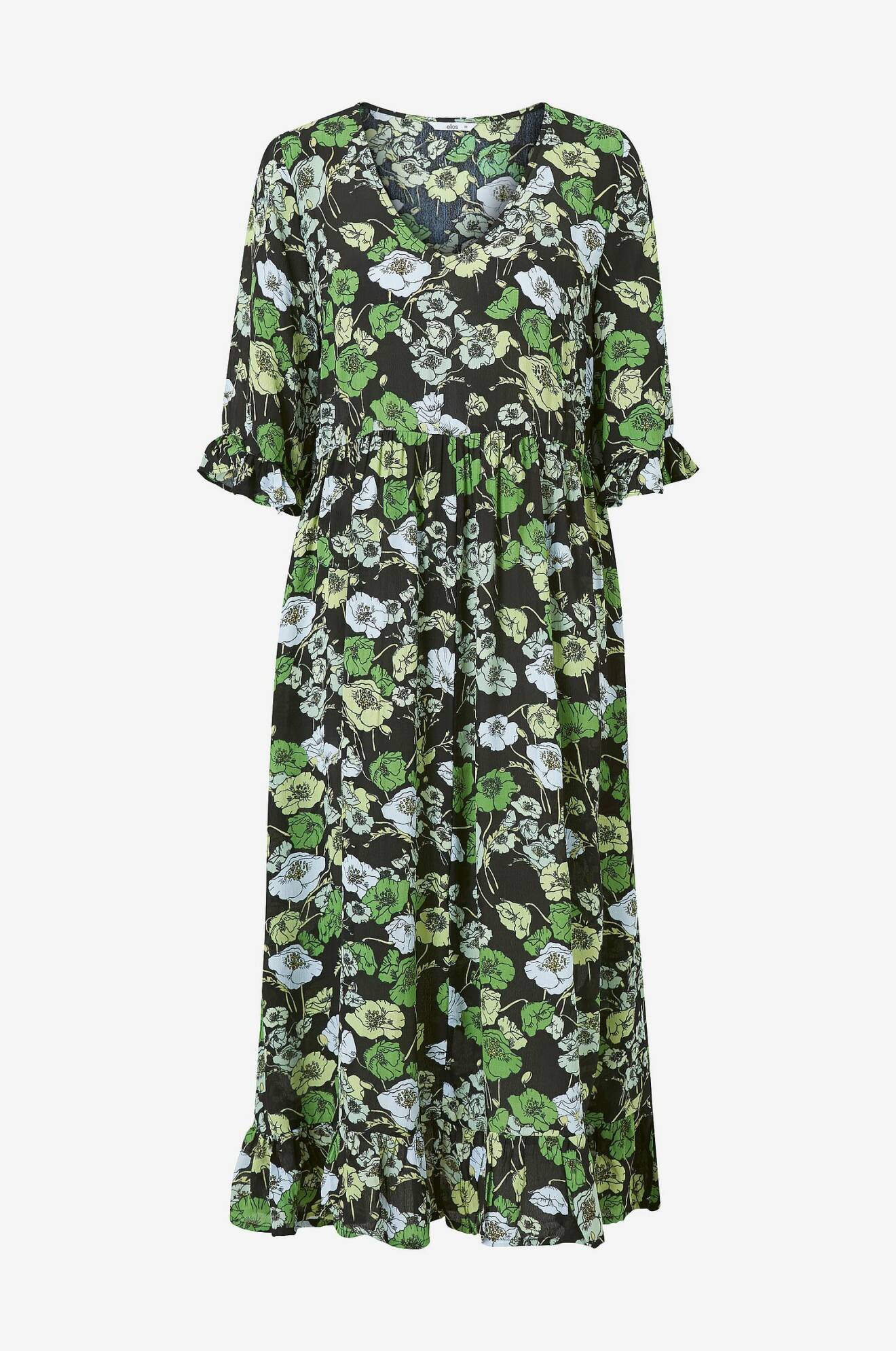Grön blommig klänning