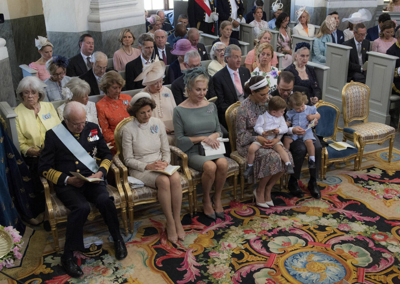 Kungafamiljen Drottningholms slottskyrka Prinsessan Adriennes dop 2018