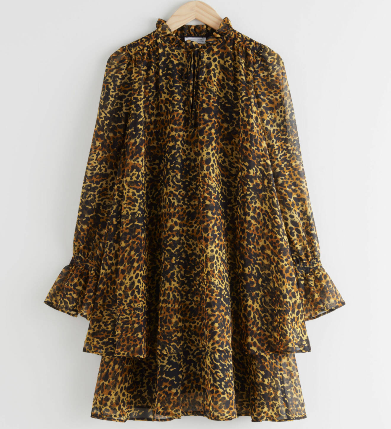 Leopardmönstrad tunika/klänning med knyt i halsen, från &amp; Other Stories