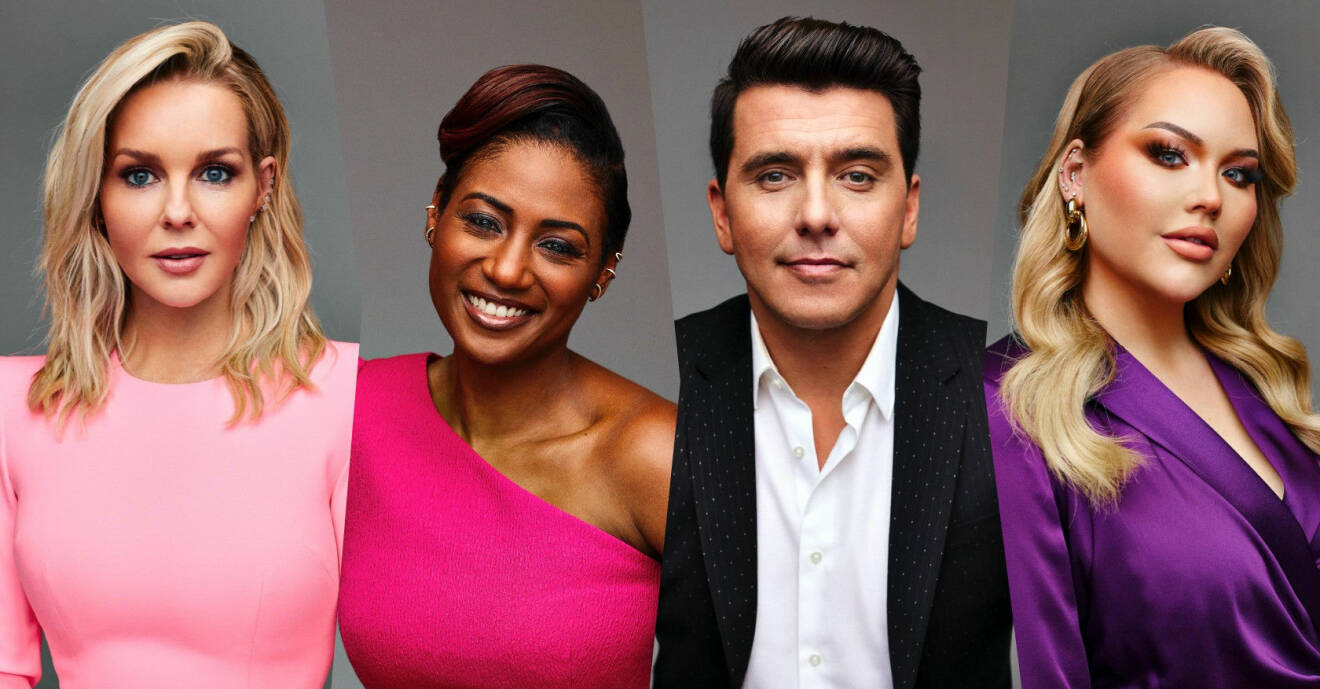 De fyra programledarna i Eurovision song contest i Rotterdam 2021.