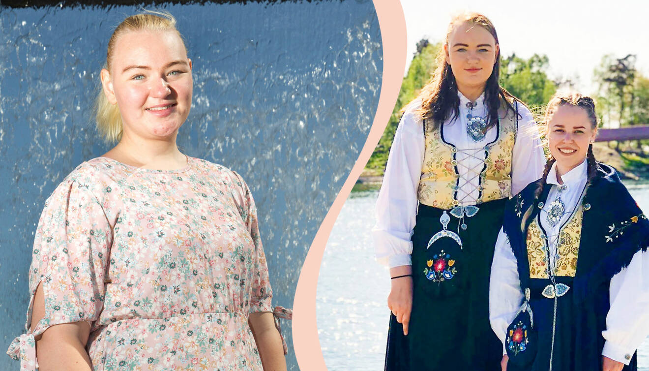 Regine Bjørkmann är 21 år och bor i Kristiansand. Hon är 187 centimer och sprider sina erfarenheter av att vara lång kvinna i sociala medier. Här bredvid sin betydligt kortare väninna Rebecca Lea.