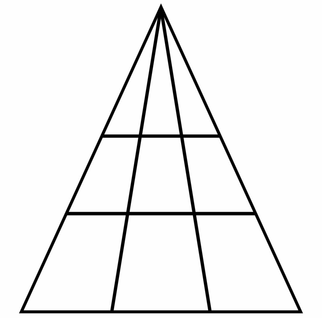 En triangel som är uppdelad i flera små trianglar.