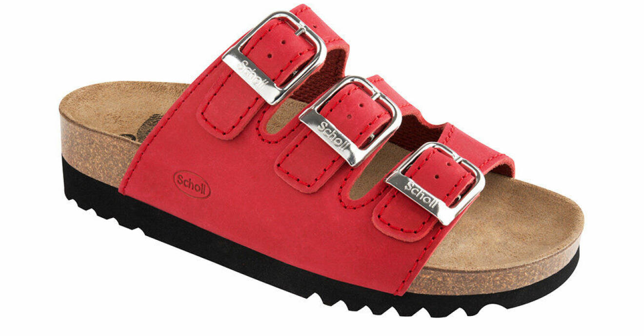 Röd sandal från Scholl.