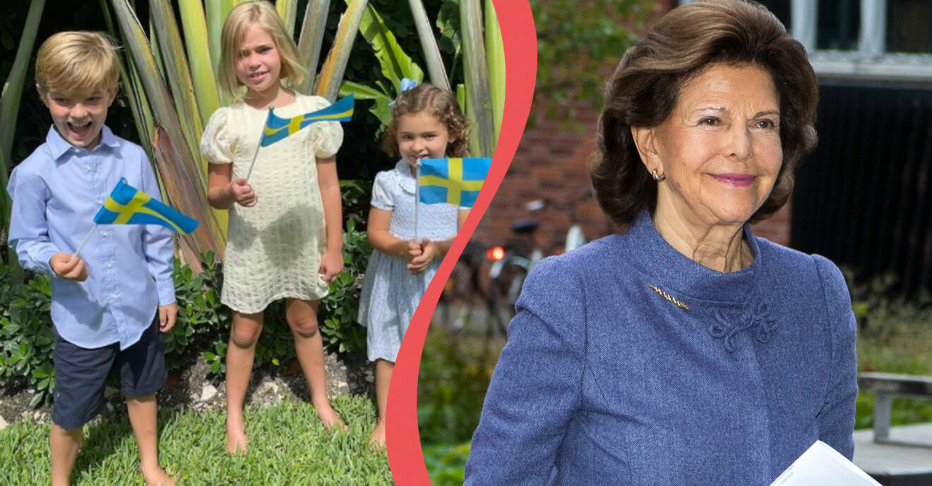 Prins Nicolas, prinsessan Leonore och Prinsessan Adrienne på Sveriges Nationaldag 2021. Drottning Silvia under ett besök på Karolinska 2020.