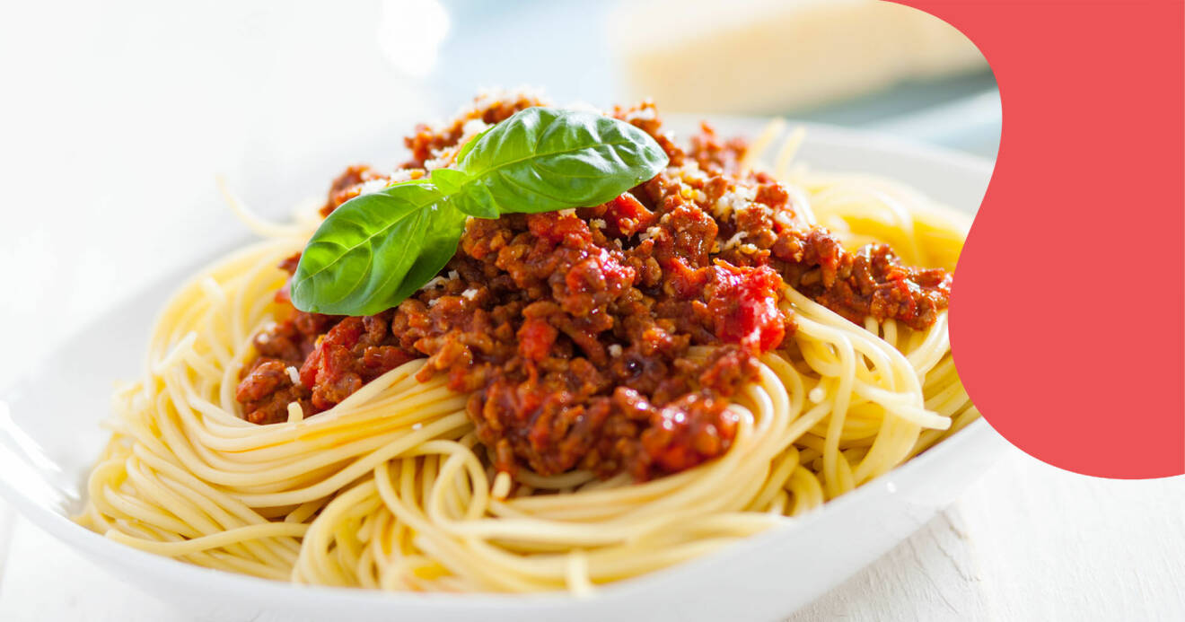 Spaghetti och köttfärssås.