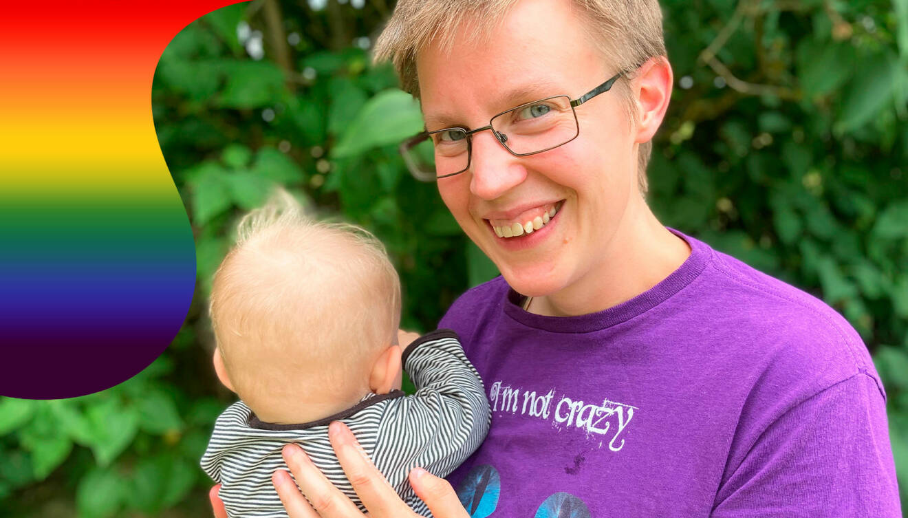 Kim Granvik är transperson och har har pronomenet han, förra året födde han barn – som pappa.