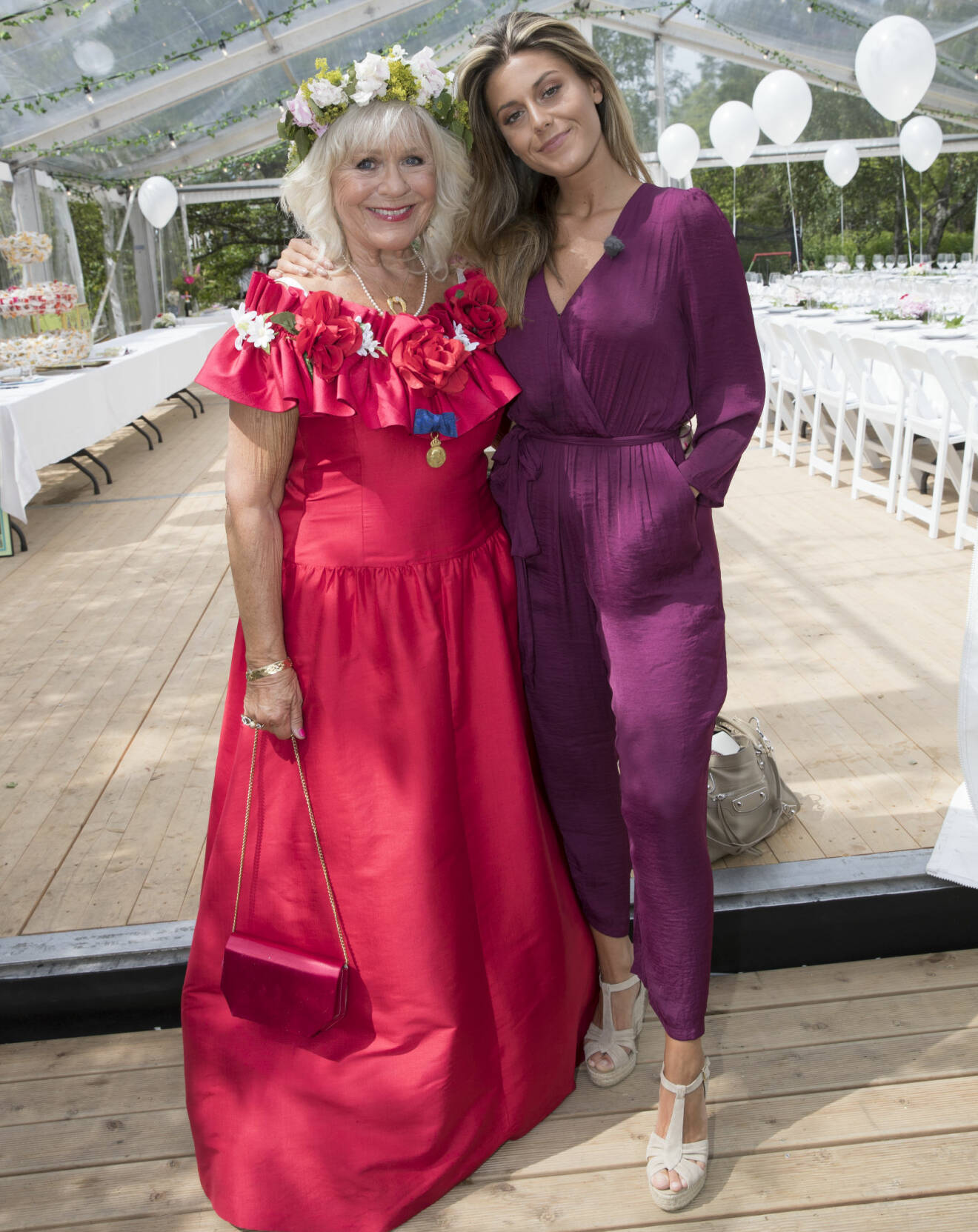 Christina Schollin tillsammans med barnbarnet Bianca Ingrosso på Christinas 80-årsfest 2018.