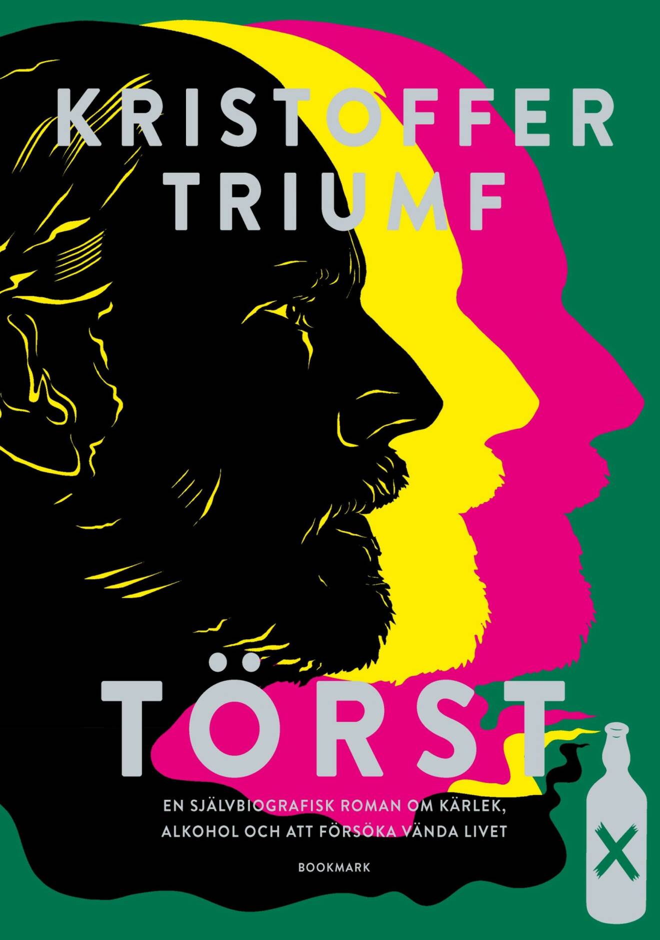 Omslaget till Kristoffer Triumfs debutroman Törst som ges ut av Bookmark förlag 2021.