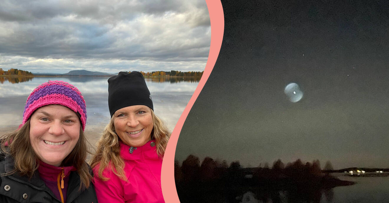 Jennie Roslund och Ulrika Johansson såg ett ljusfenomen på måndagskvällen.