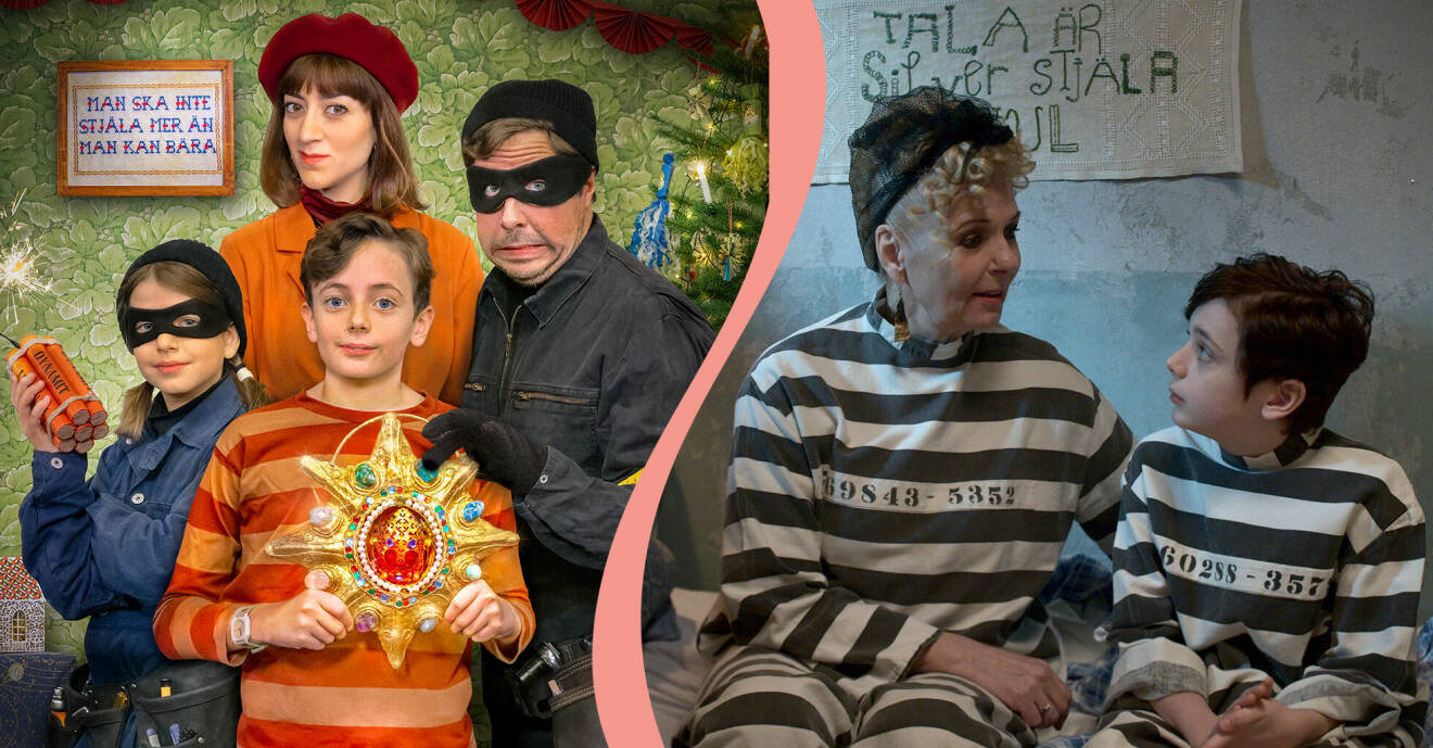 Familjen Knyckertz spelas av David Sundin (pappa Bove), Gizem Erdogan (mamma Fia) och barnen Ture och Kriminellen spelas av Axel Adelöw och Paloma Grandin. Till höger syns mormor Stulia, som spelas av Gunnel Fred och Ture.