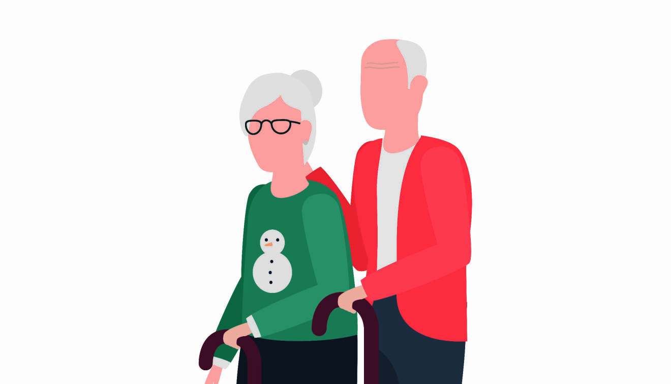 Teckning på ett äldre par
