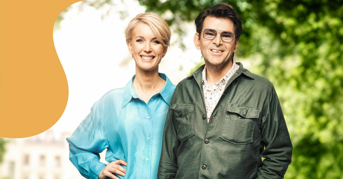 Jenny Strömstedt och Niklas Strömstedt på en pressbild inför nya säsongen av Tillsammans med Strömstedts i TV4.