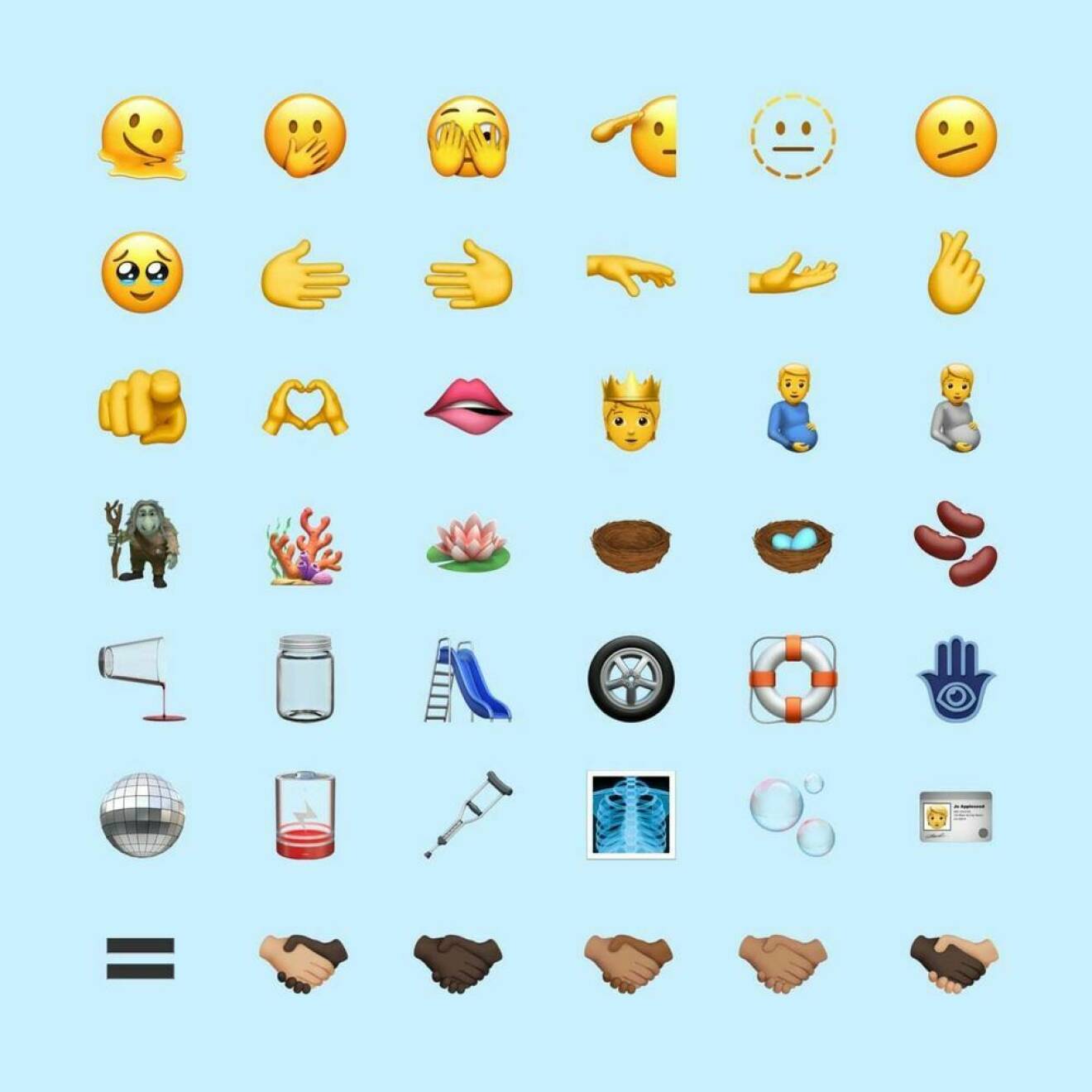 Bilden visar de senaste emojis som kan användas.