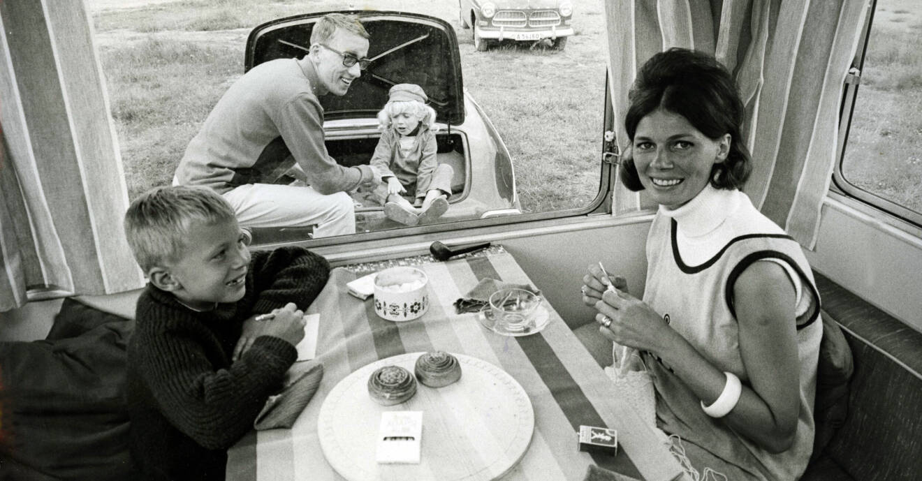Öster Warnerbring med familj i sin husvagn 1961.