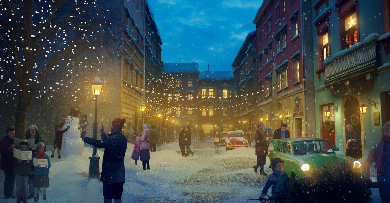 En animerad julvärld från SVT-programmet Jul med Astrid Lindgren.