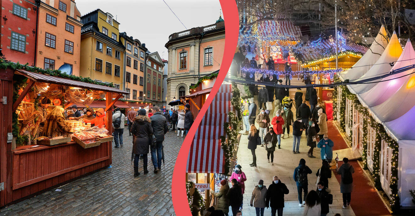 Julmarknad i Stockholm och julmarknad i Berlin.