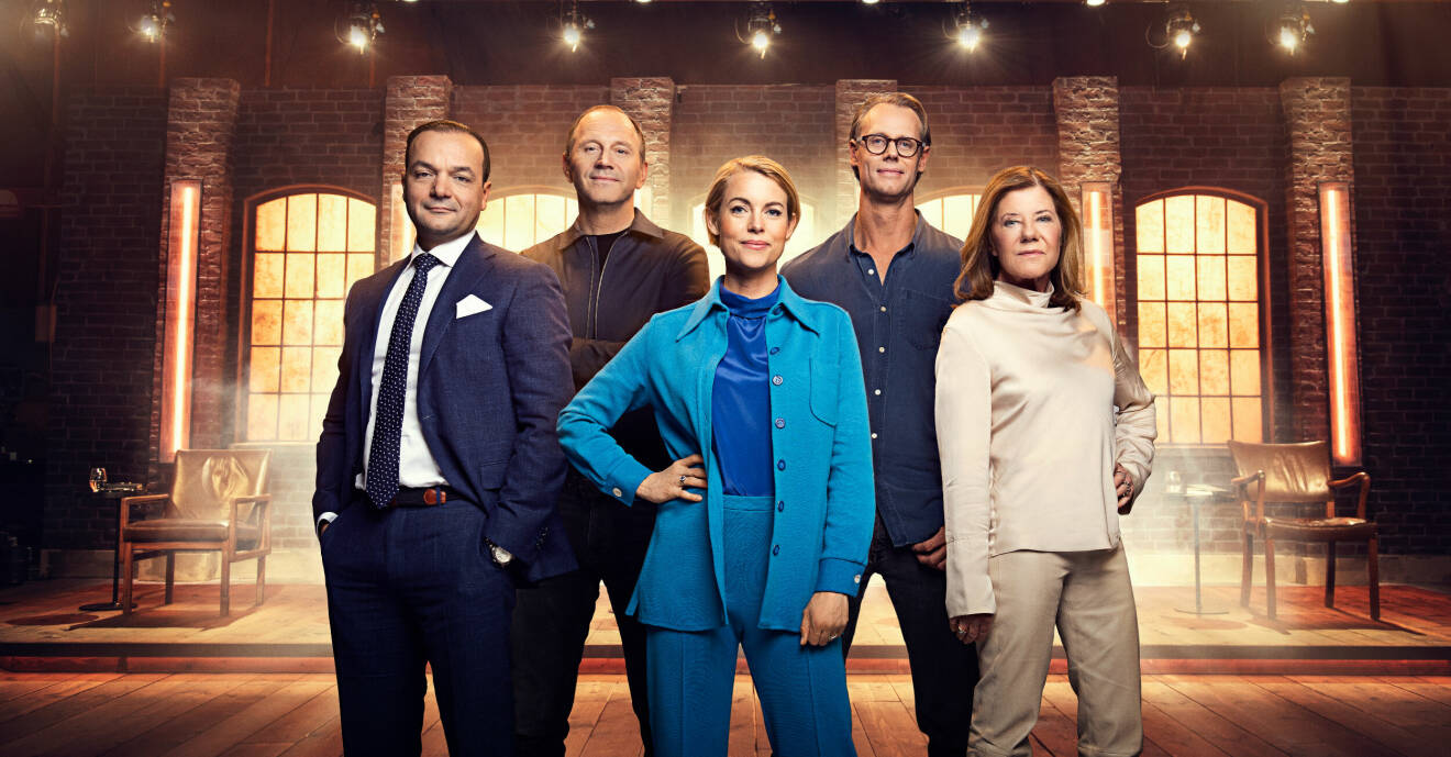 De fem entreprenörerna i SVT-serien Draknästet, Shervin Razani, Jonas Eriksson, Sara Wimmercranz, Jacob De Geer och Lena Apler.