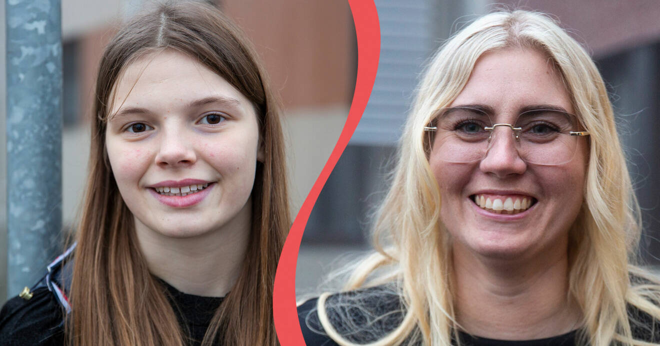 Till vänster: Mira, som mobbats i skolan, och nominerade sin sköterska till utmärkelsen Mitt Stora Stöd. Till höger: Rebeccah som vann utmärkelsen Mitt Stora Stöd år 2022.