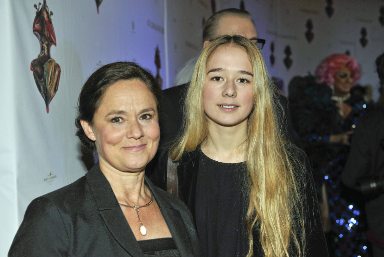 Pernilla August och dottern Alba August på Guldbaggegalan år 2012.