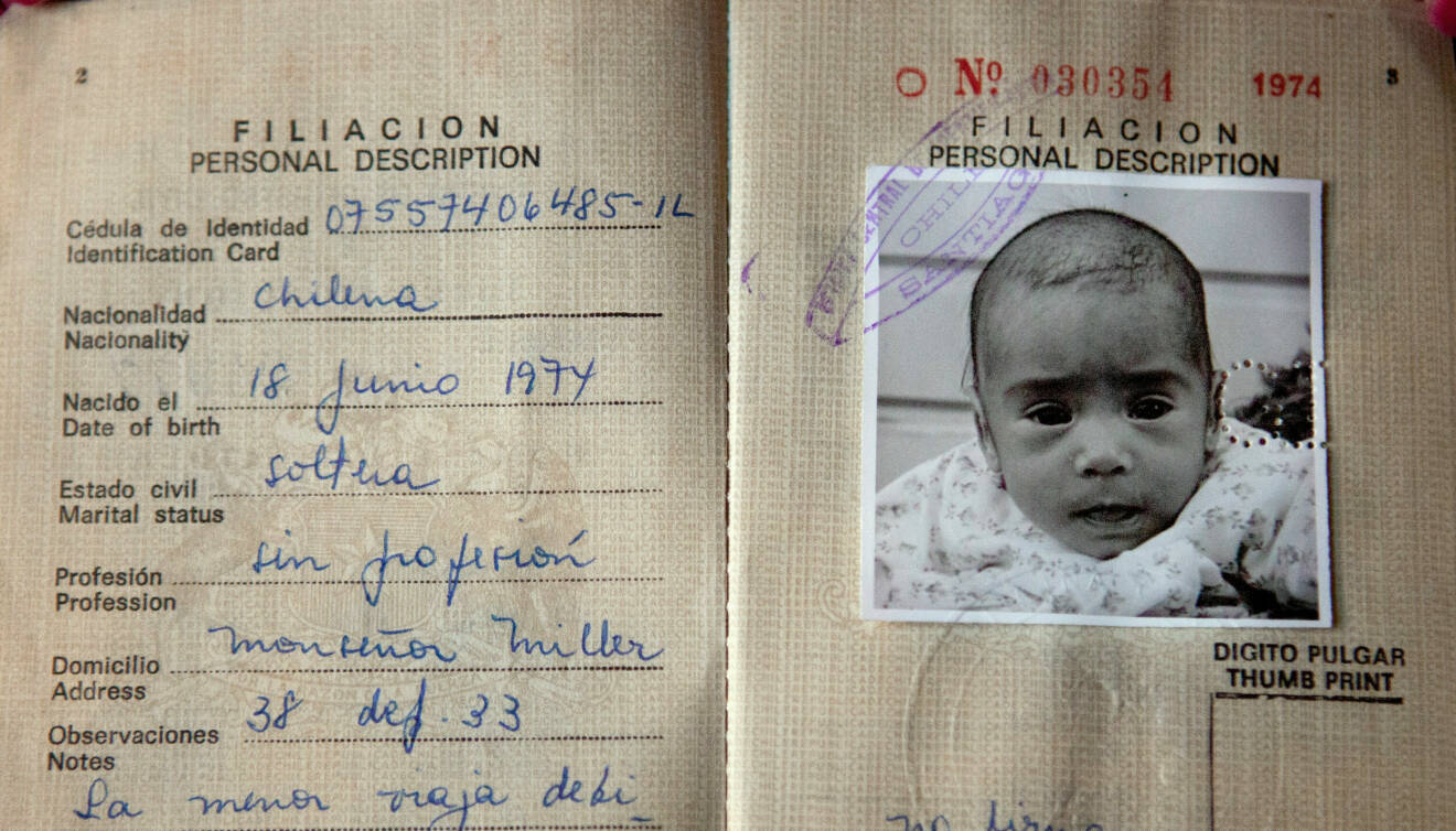 Carolinas gamla chilenska pass som bebis.